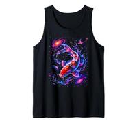 Arte retrò cosmica in Stile Vintage della Galassia Koi Fish Canotta