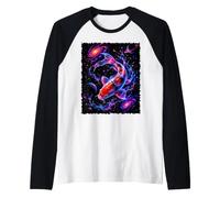 Arte retrò cosmica in Stile Vintage della Galassia Koi Fish Maglia con Maniche Raglan