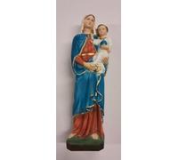 Arte Sacra Caravaggio Statua della Madonna con Gesù bambino cm 30 (11,81 inches) in marmo resina piena decorata a mano di produzione artigianale italiana