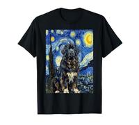 Arte Stile Notte Stellata Cane Terranova Maglietta