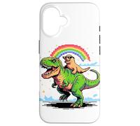 Arte Stile Pixel Leone Marino T-Rex Tirannosauro 8 Bit Custodia per iPhone 16