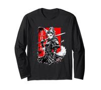 Arte Streetwear Samurai Cyberpunk Anime Fox Girl Maglia a Manica