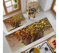 Arte Surrealista Set Di 2 Tappetino Da Cucina, Alberi Con Volti Umani Tappetini E Zerbini Per Interni Pavimento Bagno, Tappeto Da Cucina Antiscivolo Set, 50x80+50x120cm