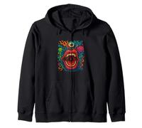 Arte Trippy surreale Viso Pazzo Bocca Alternativa Moda Felpa con Cappuccio