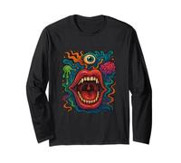 Arte Trippy surreale Viso Pazzo Bocca Alternativa Moda Maglia a Manica