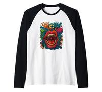 Arte Trippy surreale Viso Pazzo Bocca Alternativa Moda Maglia con Maniche Raglan