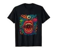Arte Trippy surreale Viso Pazzo Bocca Alternativa Moda Maglietta