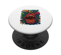 arte trippy surreale viso pazzo bocca alternativa moda PopSockets PopGrip Adesivo