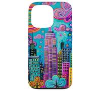 Arte urbana colorata e funky dello skyline di New York Custodia per iPhone 13 Pro
