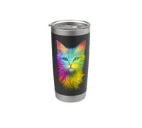 Arte variopinta del gatto del gatto dell'arcobaleno per gli uomini donne Bicchiere termico in acciaio inox doppia parete