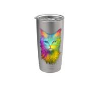 Arte variopinta del gatto del gatto dell'arcobaleno per gli uomini donne Bicchiere termico in acciaio inox doppia parete