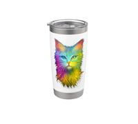 Arte variopinta del gatto del gatto dell'arcobaleno per gli uomini donne Bicchiere termico in acciaio inox doppia parete