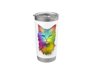 Arte variopinta del gatto del gatto dell'arcobaleno per gli uomini donne Bicchiere termico in acciaio inox doppia parete