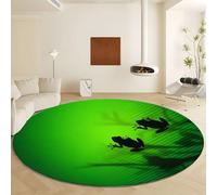 Arte Vettoriale Stile Rana Tappeto Rotondo Lavabile Pelo Corto, Verde Tappeto Rotondo - Morbido Antiscivolo per Soggiorno Camera da Letto Cucina Balcone Decorazione Ø 80 cm