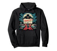 Arte vintage del film horror drive-in retrò con mostri Felpa con Cappuccio