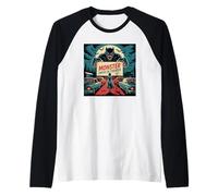Arte vintage del film horror drive-in retrò con mostri Maglia con Maniche Raglan