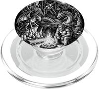 Arte vintage delle leggende della foresta di Cryptids Bigfoot Mothman PopSockets PopGrip per MagSafe