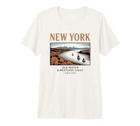 Arte Vintage di New York: Acqua e Luce Inquieta Maglietta Premium