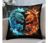 Arte Yin-Yang del Drago d'Acqua E di Fuoco 2 Pezzi Federa Copri Interessante Copricuscini Divano Elegante Caso Fodere per Salotto Camera da Letto Sedia 45X45Cm