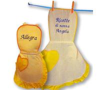ARTEA DI ALICE Grembiule Personalizzato - Grembiule da Cucina Personalizzato, Grembiule Cucina Donna Personalizzato, Grembiule Cucina Bambina, Combo Mamma e Figlia, Idee Regalo