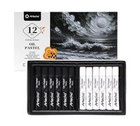 Artecho 12 pastelli ad olio, 6 bianchi e 6 neri, pastelli ad olio dolce, per pittura artistica, disegno, miscelazione, matite ad olio, forniture artistiche (10 x 70 mm)
