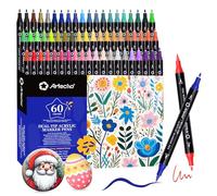 Artecho Pennarelli Acrilici Doppia Punta 60 Colori, Acrylic Marker con Pennello e Punta Fine, Ideali per Sassi, Legno,Tessuti, Tela, Carta, Vetro, Ceramica