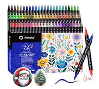Artecho Pennarelli Acrilici Doppia Punta 72 Colori, Acrylic Marker con Pennello e Punta Fine, Ideali per Sassi, Legno,Tessuti, Tela, Carta, Vetro, Ceramica