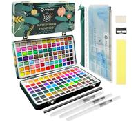 Artecho Set Acquerelli Professionali 168 Colori in Scatola Portatile, con Pennello e Carta per Acquerello, Acquerello da Viaggio, Watercolor, per Artisti e Pittori per Hobby