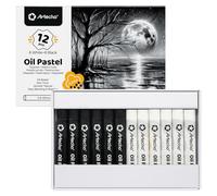Artecho Set di 12 gessetti a olio (8 x 60 mm), bianco e nero