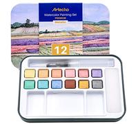 Artecho Set di Acquerelli, 12 Colori Metallizzati, Include Pennello, Leggero e Portatile, Perfetto per Hobby e Artisti Professionisti, Idea Regalo