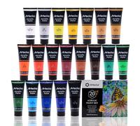 Artecho Set di Colori Acrilici, 20 Colori 120 ml, per Legno, Tessuto, Artigianato, Tela, Pelle e Pietra, Colori Acrilici per Dipingere Adatto per Principianti e Pittori Professionisti