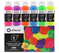 Artecho Set di Colori Acrilici 6 × 59ml, Fluorescence, Sicuro per Tela, Carta, Tessuto, Legno, Pietra.