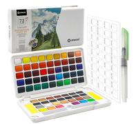 Artecho Set di colori ad acquerello, 72 colori, in scatola portatile, con pennello per serbatoio dell'acqua, acquerello per viaggi, acquerelli per artisti e pittori hobby