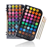 Artecho Set di Pittura ad Acquerello, 48 Graziosi Colori, Set Per Torte ad Acquerello con Pennellino ad Acqua e Pennello Classico, Idea per Principianti e Professionisti