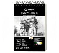 Artecho Sketchbook A5, 50 fogli, 200 g/m², album da disegno a spirale | Per illustrazioni, ritratti e schizzi; utile per esercizi, studi e progetti artistici, da principianti a professionisti