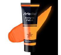 Artecho Vernice acrilica fluorescente, colore arancione, 120 ml, resistente all'acqua e alla luce, asciugatura rapida, colori acrilici per tela, legno, tessuto, artigianato, pelle e pietra