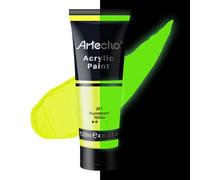 Artecho Vernice fluorescente al buio, tubetti da 120 ml, colori per artigianato, tela, roccia, pietra, legno, tessuto, forniture artistiche