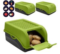 ARTECSIS Porta Patate, Verde, Set di 2 Contenitori Patate + 6 Adesivi - Organizzatore per Patate, Cipolle e Aglio - Capacità 3,5 Litri