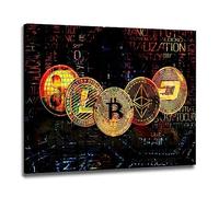 ARTEDinoi Quadro Moderno Stampa su Tela Criptovalute Trading e Borsa Canvas Dimensione 60x40x2cm