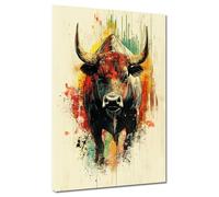 ARTEDinoi Quadro moderno stampa su tela denaro e successo borsa toro colorato motivazione canvas Dimensione 75x100x2cm