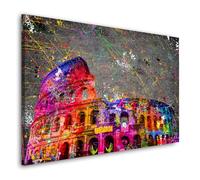 ARTEDinoi Quadro stampa su tela Colosseo Graffiti Pop Street Art Roma Italia canvas moderno Dimensione 120x80x2cm