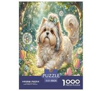 Artee Shih Tzu Companion Jigsaw Puzzle Animale 1000 Pezzi Adulto Regalo Per Amore E Amico Per Gioco Familiare Gioco Education Decorazione Interna Unica Stress Relief Toy 38x26cm/1000pcs