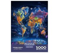 Artee vintage con mappa del mondo Adulto Jigsaw Puzzle Geografia 1000 Pezzi Decorazione Interna Unica Gioco Education Regalo Per Amore E Amico Per Gioco Familiare Stress Relief Toy 70x50cm/1000pcs