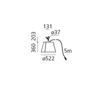 Artemide Tolomeo Paralume Outdoor Hook Lampada Led a Sospensione - Promo Filato Bianco Ø520mm Gancio