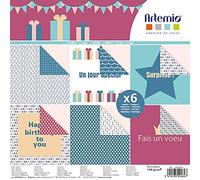 Artemio 11002450 - Blocco di 6 Fogli per Compleanno, 30 x 30 cm, Multicolore