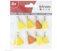 Artemio 13001037 Set di 8 pon tavoli, tessuto, giallo, 12,5 x 1 x 12,5 cm