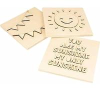 Artemio 3 Pannelli in Legno Sole, 15 x 15 cm, Colore Beige, Large, 14003428