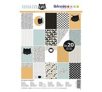 Artemio Blocco di 40 Fogli di Carta Scrapbooking A4 Terrazzo Cat, Multicolore