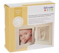 Artemio Kit Calco Impronta di Bambino e Cornice portafoto, Legno, Bianco, 12.5 x 12.5 x 1.2 cm