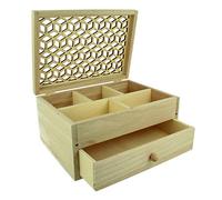 Artemio Motif Ajouré Scatola portagioie, Legno, Beige, 24 x 14 x 10 cm